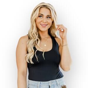 Pink Lily Black Buttery Soft Sleeveless Bodysuit Women's Size M NWOT